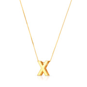 14K Yellow Gold Block Letter Initial X Necklace