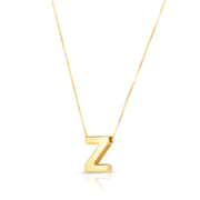 14K Yellow Gold Block Letter Initial Z Necklace