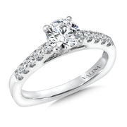 14K White Gold Straight Diamond Engagement Ring