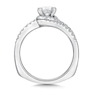 14K White Gold Diamond Two Row Bypass Halo Engagement Ring