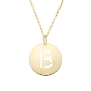 14K Yellow Gold Disc Initial B Necklace