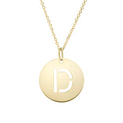 14K Yellow Gold Disc Initial D Necklace