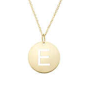 14K Yellow Gold Disc Initial E Necklace