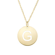 14K Yellow Gold Disc Initial G Necklace