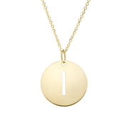 14K Yellow Gold Disc Initial I Necklace