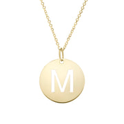14K Yellow Gold Disc Initial M Necklace