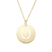 14K Yellow Gold Disc Initial O Necklace