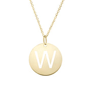 14K Yellow Gold Disc Initial W Necklace