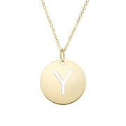 14K Yellow Gold Disc Initial Y Necklace