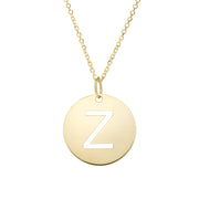 14K Yellow Gold Disc Initial Z Necklace