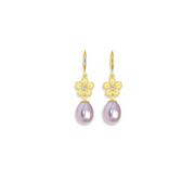 Golden Apricot Good Fortune Lavender Pearl Earrings