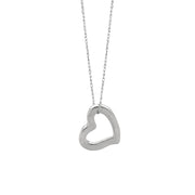 14K White Gold Polished Open Heart Necklace