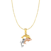 10K Tri-Color Gold Dolphin Necklace