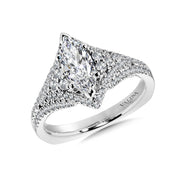 14K White Gold Marquise Pave Diamond Engagement Ring