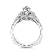 14K White Gold Marquise Pave Diamond Engagement Ring