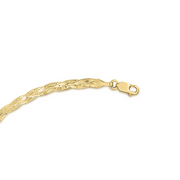 14K Yellow Gold Braided Herringbone Bracelet Necklace