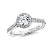 14K White Gold Petite Round Diamond Halo Engagement Ring