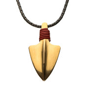 Stainless Steel Gold & Antique Arrow Head Pendant with Chain Necklace