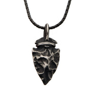 Gun Metal with Antiqued Finish Hammered Arrowhead Pendant with Chain Necklace