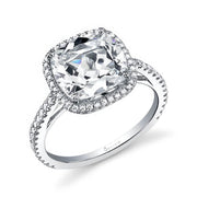 Cushion Cut Diamond Halo Engagement Ring Setting