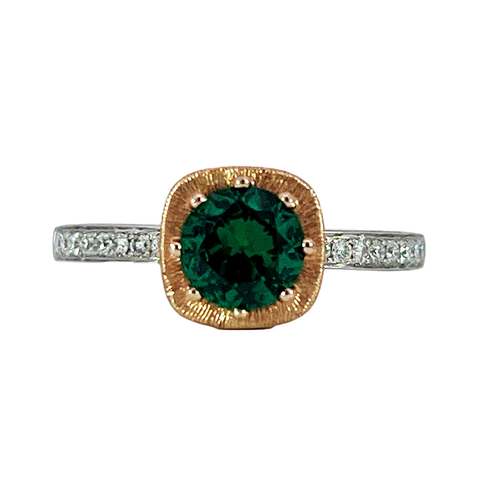 14K Two-Tone Gold Contemporary Emerald Ring