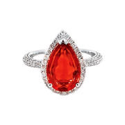 14K White Gold Mexican Fire Opal Ring