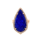 14K Rose Gold Lapis Lazuli & Diamond Ring