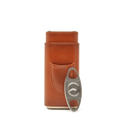 Ashton 3-Cigar Leather Case with Cutter (Brown)