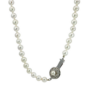 14K White Gold Princess Pearl Estate Necklace