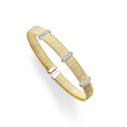 14K Two-Tone Gold Diamond .15 Carat Italian Silk Cuff Bracelet