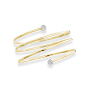 14K Two-Tone Gold Diamond Omega Coil Wrap Bangle Bracelet