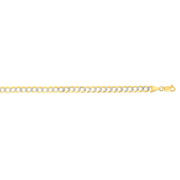 14K Yellow Gold 3.6mm White Pave Curb Chain Necklace