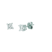 14K White Gold .25 Carat G-H/SI2 Princess Cut Diamond Stud Stud Earrings