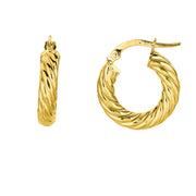 14K Yellow Gold 4x10mm Twist Hoop Earrings