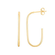 14K Yellow Gold Paperclip Inspired J Hoop Earrings