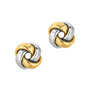 14K Two-Tone Gold Medium Polished Love Knot Stud Earrings