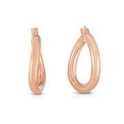 14K Rose Gold Freeform Hoop Earrings