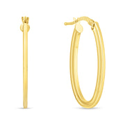 14K Yellow Gold Oval Concentric Hoop Earrings