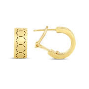 14K Yellow Gold Honeycomb Hoop Earrings