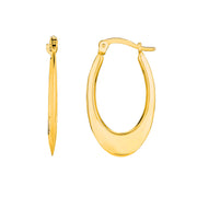 14K Yellow Gold Graduated Oval Back to Back Hoop Earrings