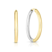 14K Two-Tone Gold Diamond Cut Hoop Earrings
