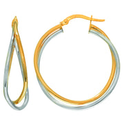 14K Two-Tone Gold Medium Hoop Earrings