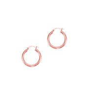 14K Rose Gold 3x25mm Hoop Earrings
