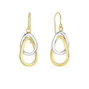 14K Two-Tone Gold Interlocked Oblong Drop Earrings