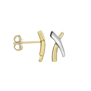 14K Two-Tone Gold X Stud Earrings