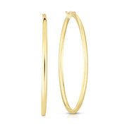 14K Tri-Color Gold 2x15mm Diamond Cut Station Hoop Earrings