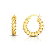 14K Yellow Gold Mini Twist Hoop Earrings