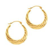 14K Yellow Gold Milgrain Detail Twist Back to Back Hoop Earrings