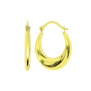 14K Yellow Gold Oval Back to Back Hoop Earrings