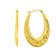 14K Yellow Gold Scroll Back to Back Hoop Earrings